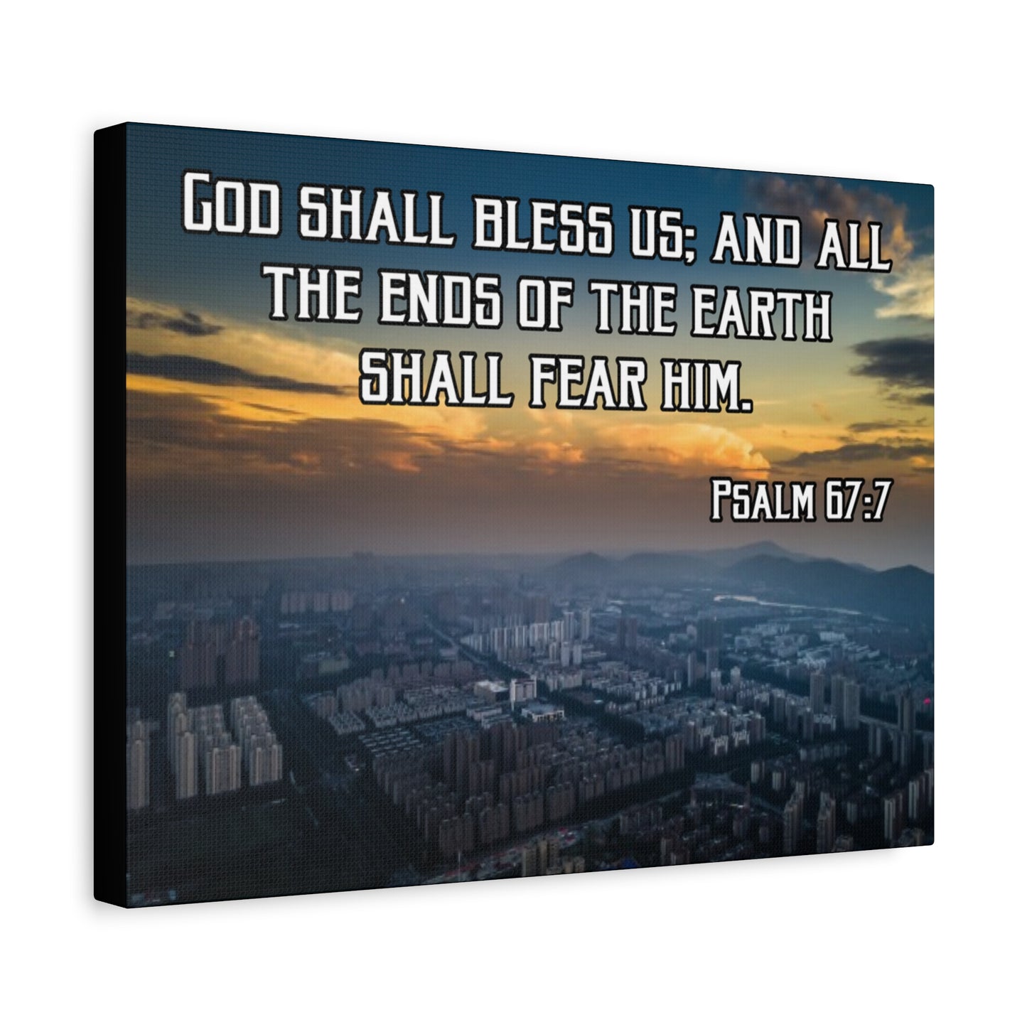 Bible Verse Canvas God Shall Bless Us Psalm 67:7 Christian Home Décor Wall Art Scripture Ready to Hang Faith Print