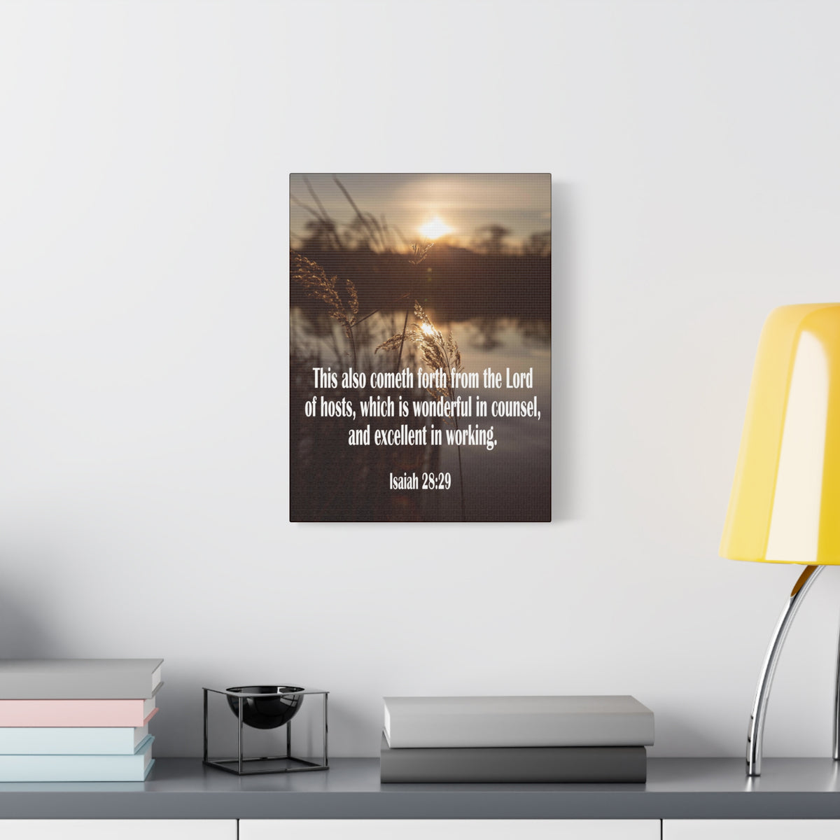 Scripture Canvas Wonderful in Counsel Isaiah 28:29 Christian Wall Art Bible Verse Print Ready to Hang
