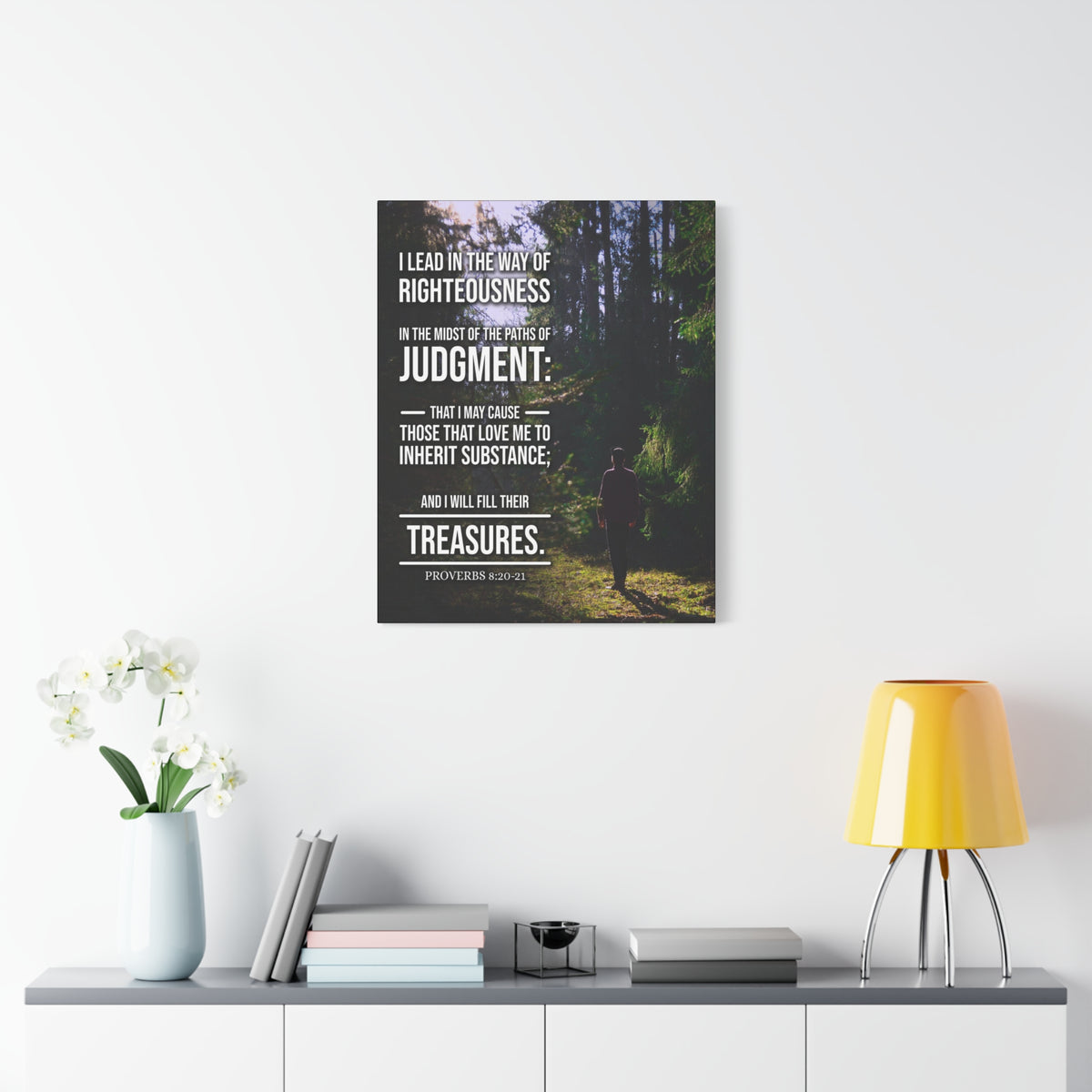 Scripture Canvas Paths of Judgment Proverbs 8:20‭-‬2 Christian Wall Art Bible Verse Print Ready to Hang
