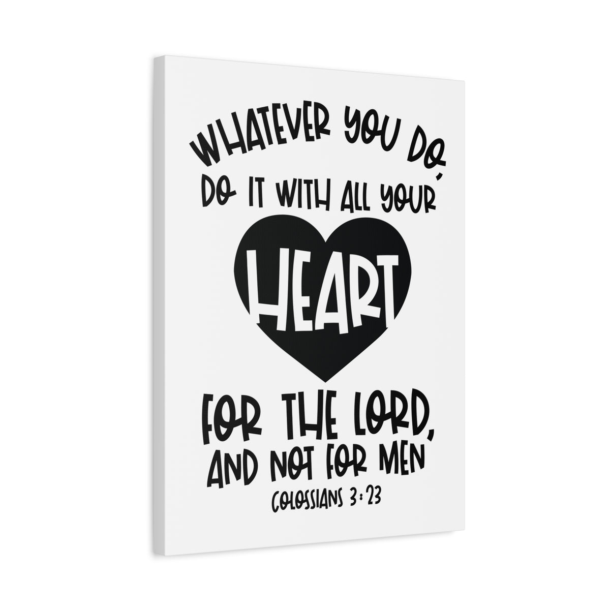 Scripture Canvas With All Your Heart Colossians 3:23 Christian Wall Art Bible Verse Print Ready to Hang