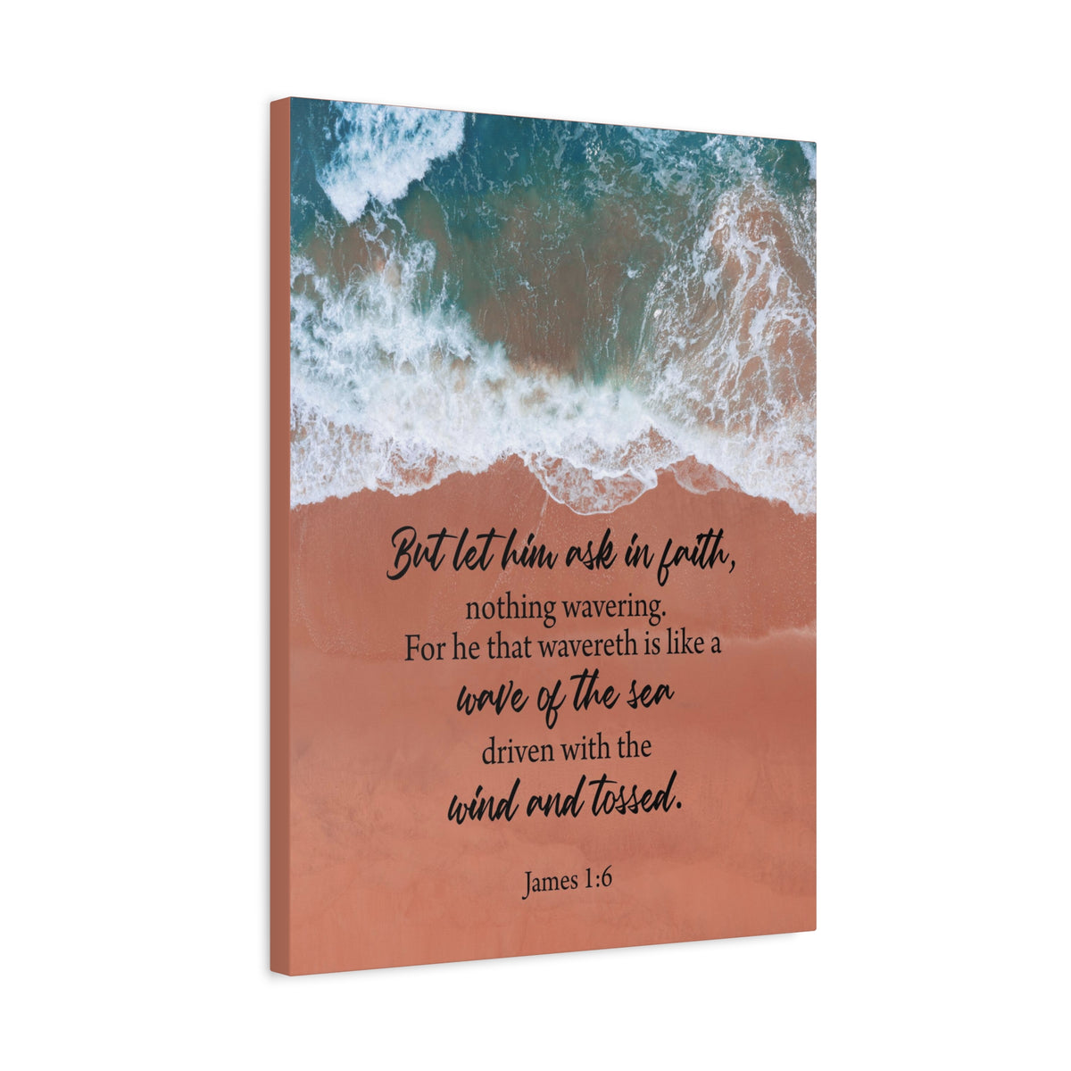 Scripture Canvas Wave of the Sea James 1:6 Christian Wall Art Bible Verse Print Ready to Hang