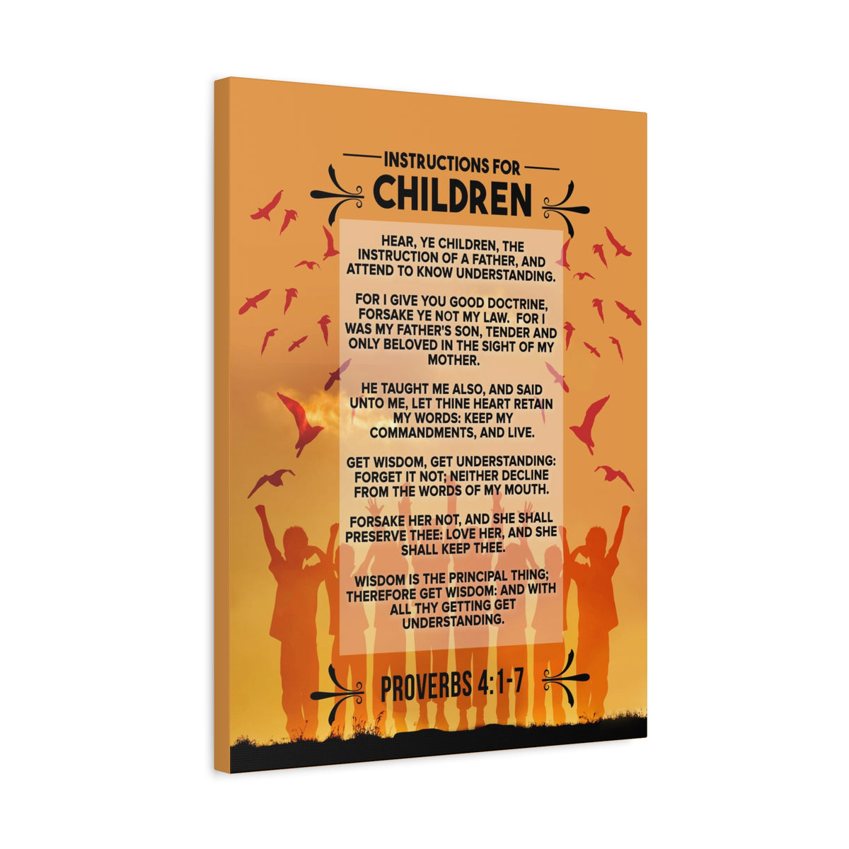 Scripture Canvas Instructions for Children Proverbs 4:1‭-‬7 Christian Wall Art Bible Verse Print Ready to Hang