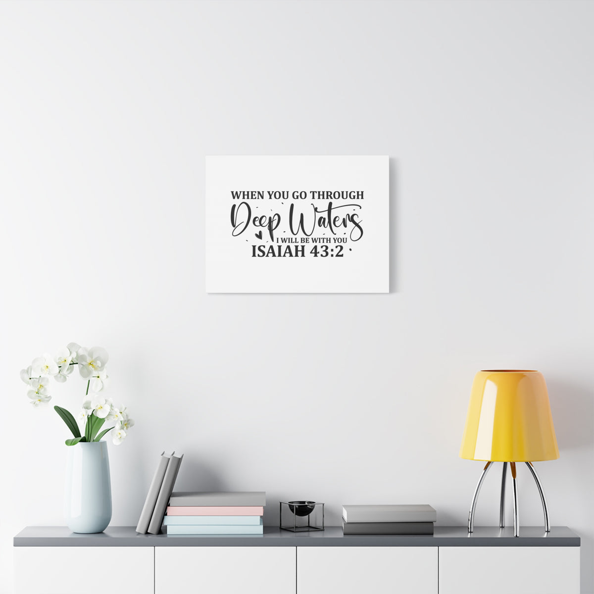 Scripture Canvas I Will Be With You Isaiah 43:2 Christian Wall Art Bible Verse Print Ready to Hang