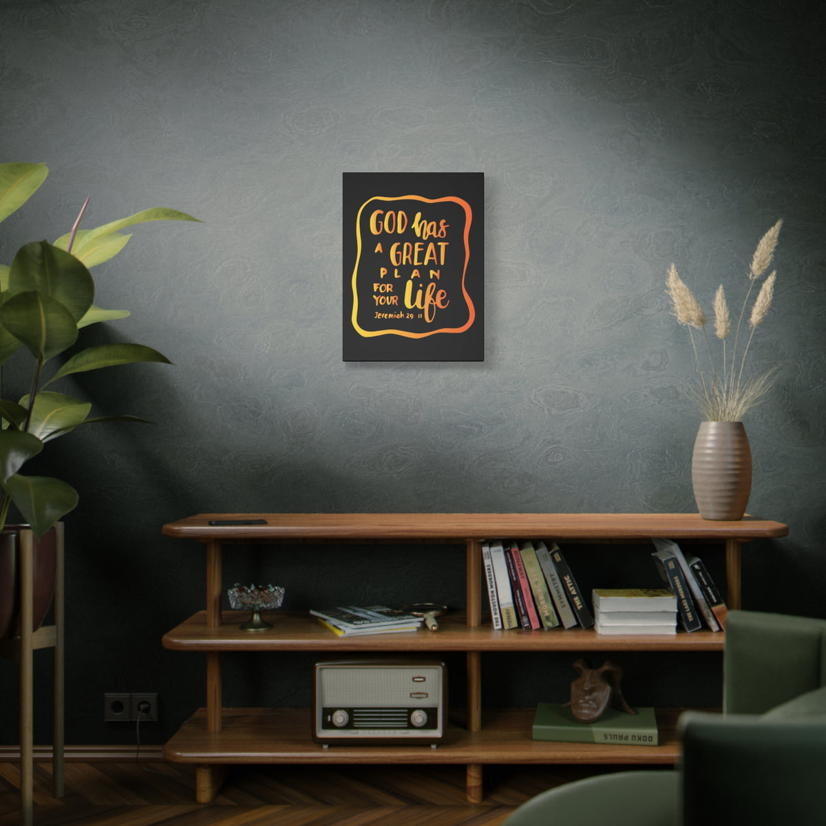 Scripture Canvas A Great Plan Jeremiah 29:11 Black Christian Wall Art Bible Verse Print Ready to Hang