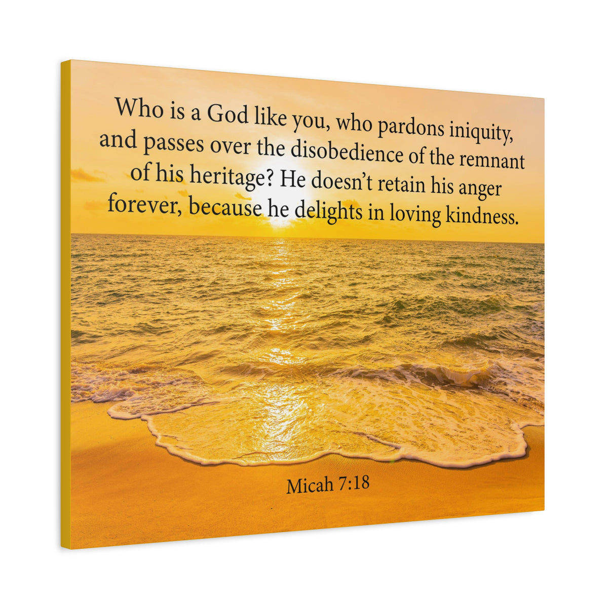 Scripture Canvas Loving Kindness Micah 7:18 Christian Wall Art Bible Verse Print Ready to Hang