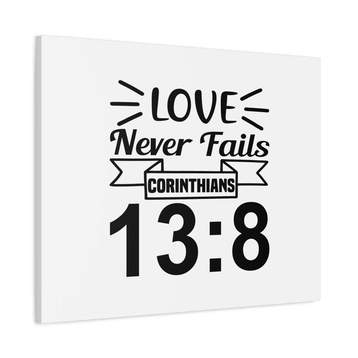 Scripture Canvas Love Never Fails Corinthian 13:8 Christian Wall Art Bible Verse Print Ready to Hang