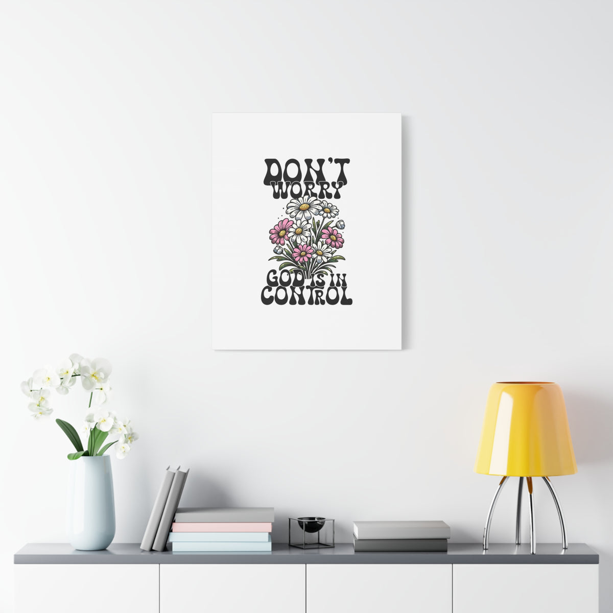 Scripture Walls God is in Control Retro Bible Verse Canvas Christian Wall Art Ready to Hang Unframed