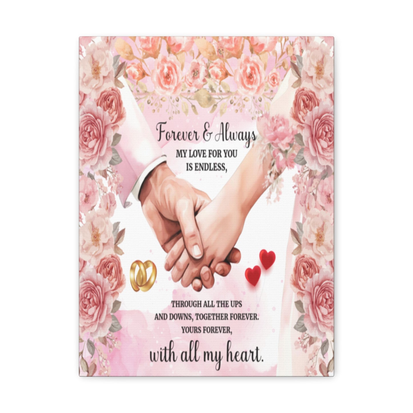 To My Wife Forever & Always Floral Canvas Wall Art – Romantic Wedding & Anniversary Gift