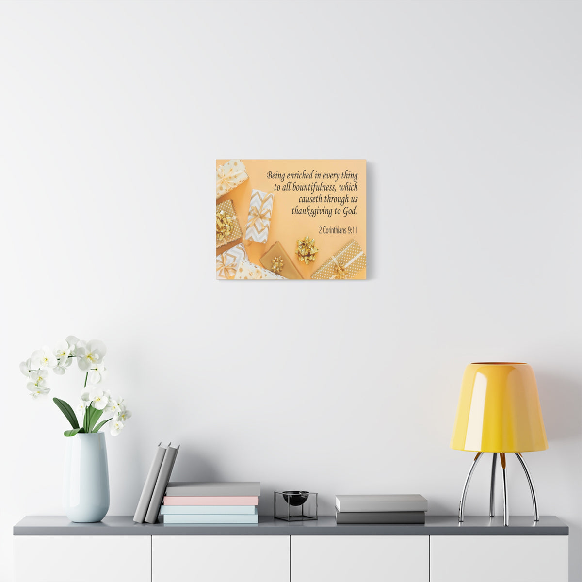 Scripture Canvas Thanksgiving to God 2 Corinthians 9:11 Christian Wall Art Bible Verse Print Ready to Hang