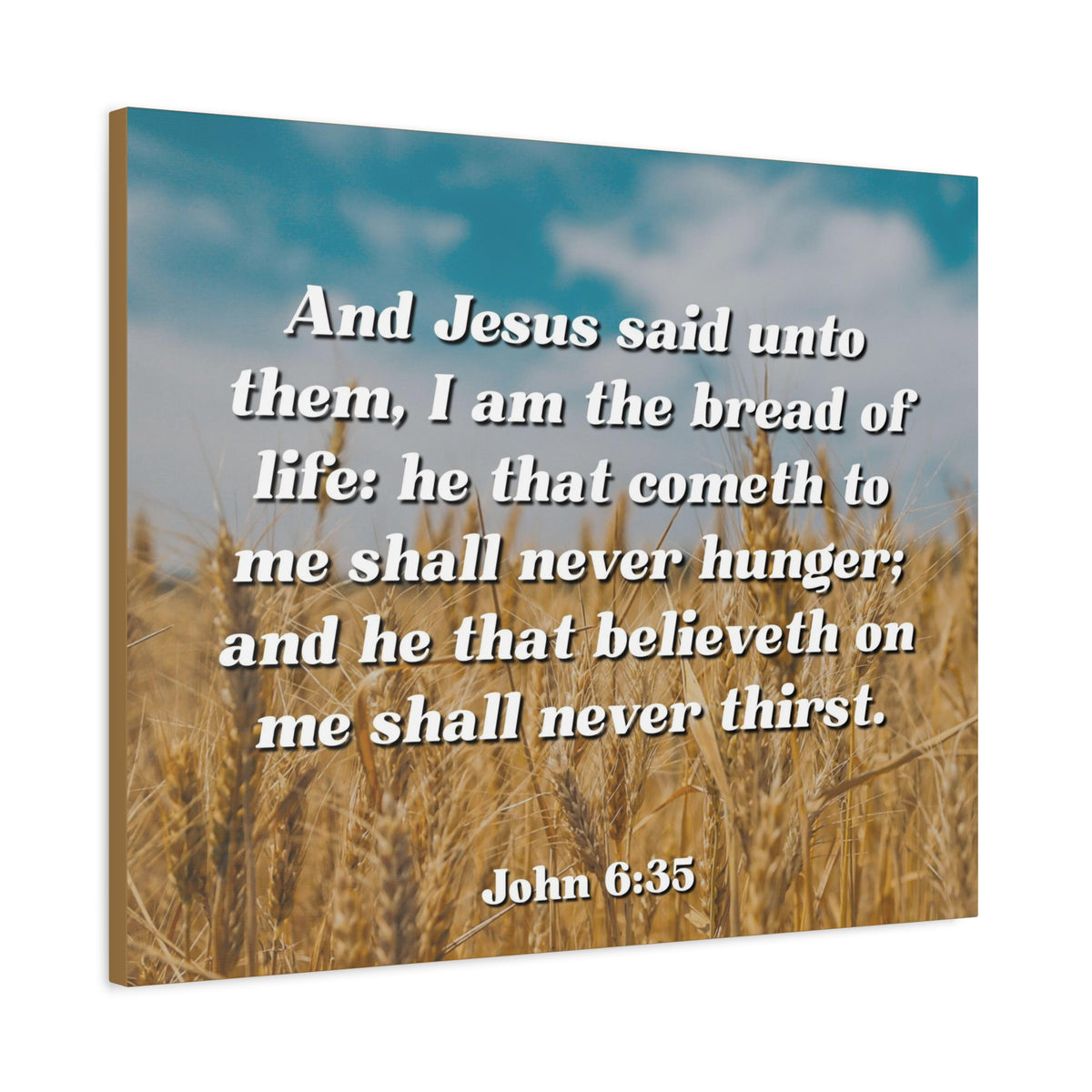 Scripture Canvas Bread Of Life John 6:35 Christian Wall Art Bible Verse Print Ready to Hang