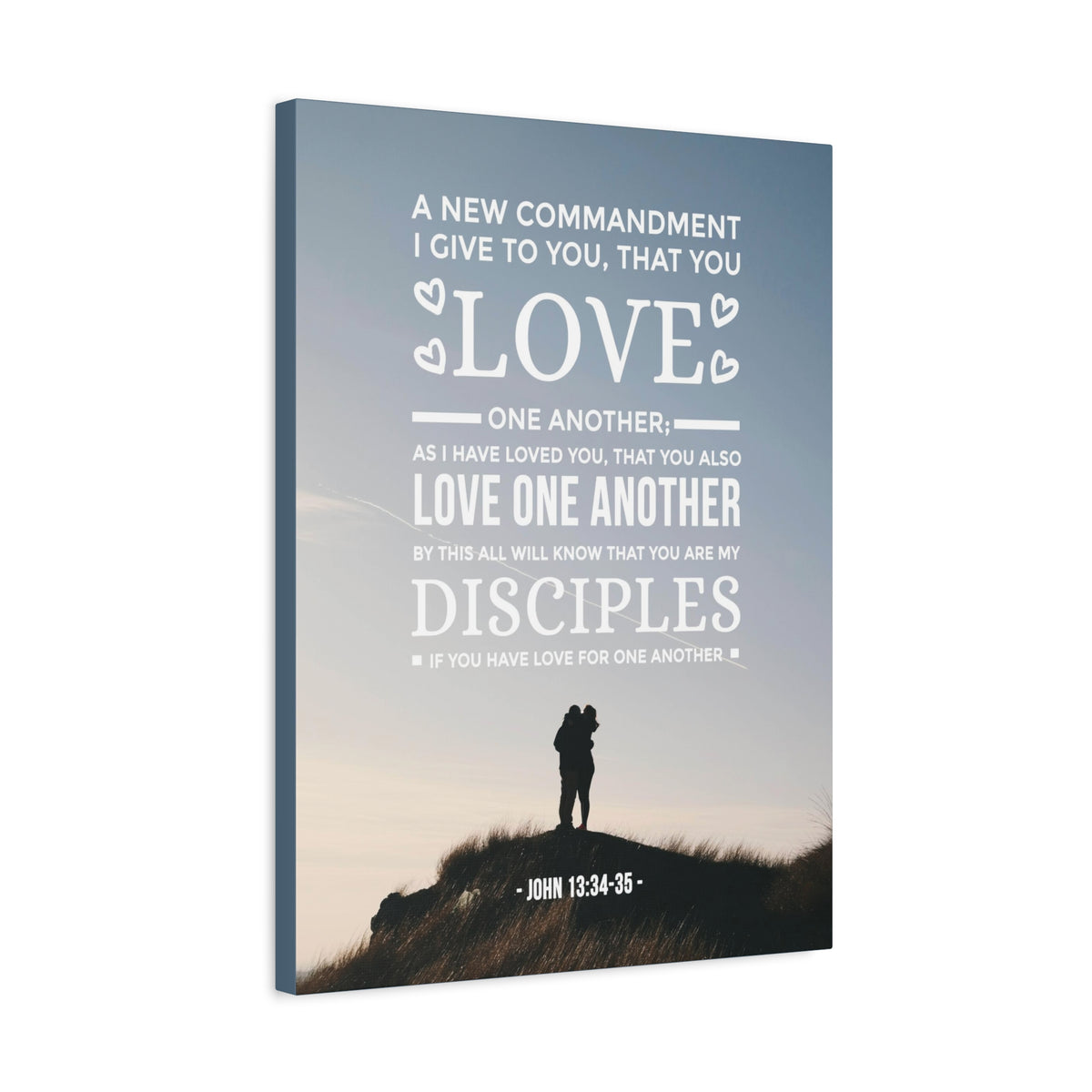 Scripture Canvas Love One Another John 13:34-35 Christian Wall Art Bible Verse Print Ready to Hang