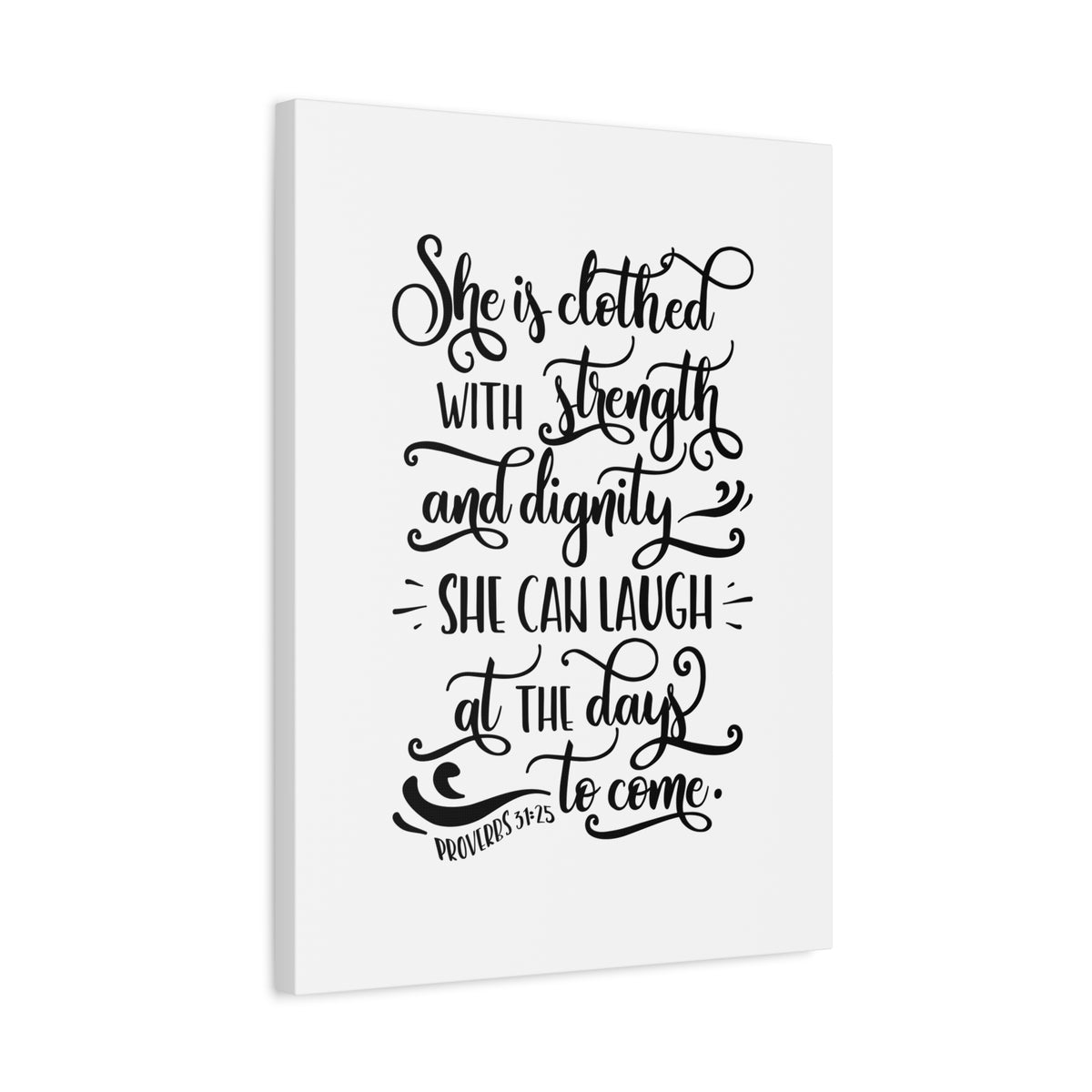 Scripture Canvas With Strength Proverbs 31:25 Christian Wall Art Bible Verse Print Ready to Hang
