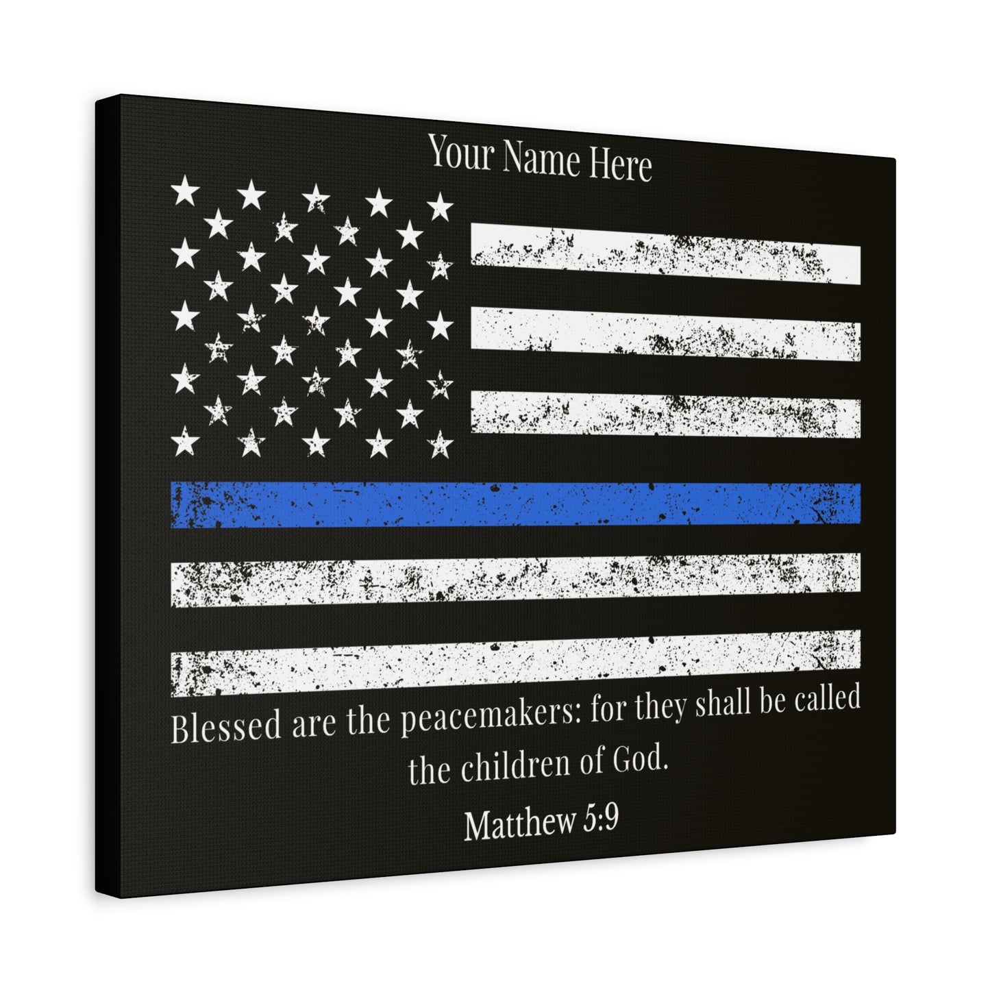 Scripture Walls Personalized Matthew 5:9 Police Officer Badge Bible Canvas Christian Wall Art Ready to Hang Unframed