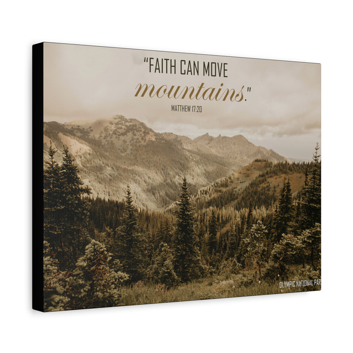 Scripture Canvas Faith Can Move Matthew 17:20 Christian Wall Art Bible Verse Print Ready to Hang