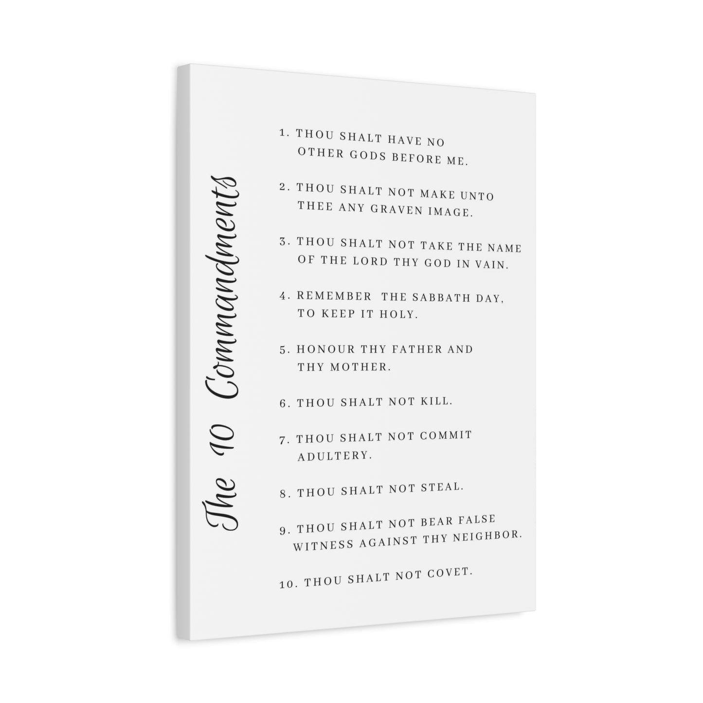 Scripture Canvas 10 Commandments White Side Christian Wall Art Print Ready to Hang