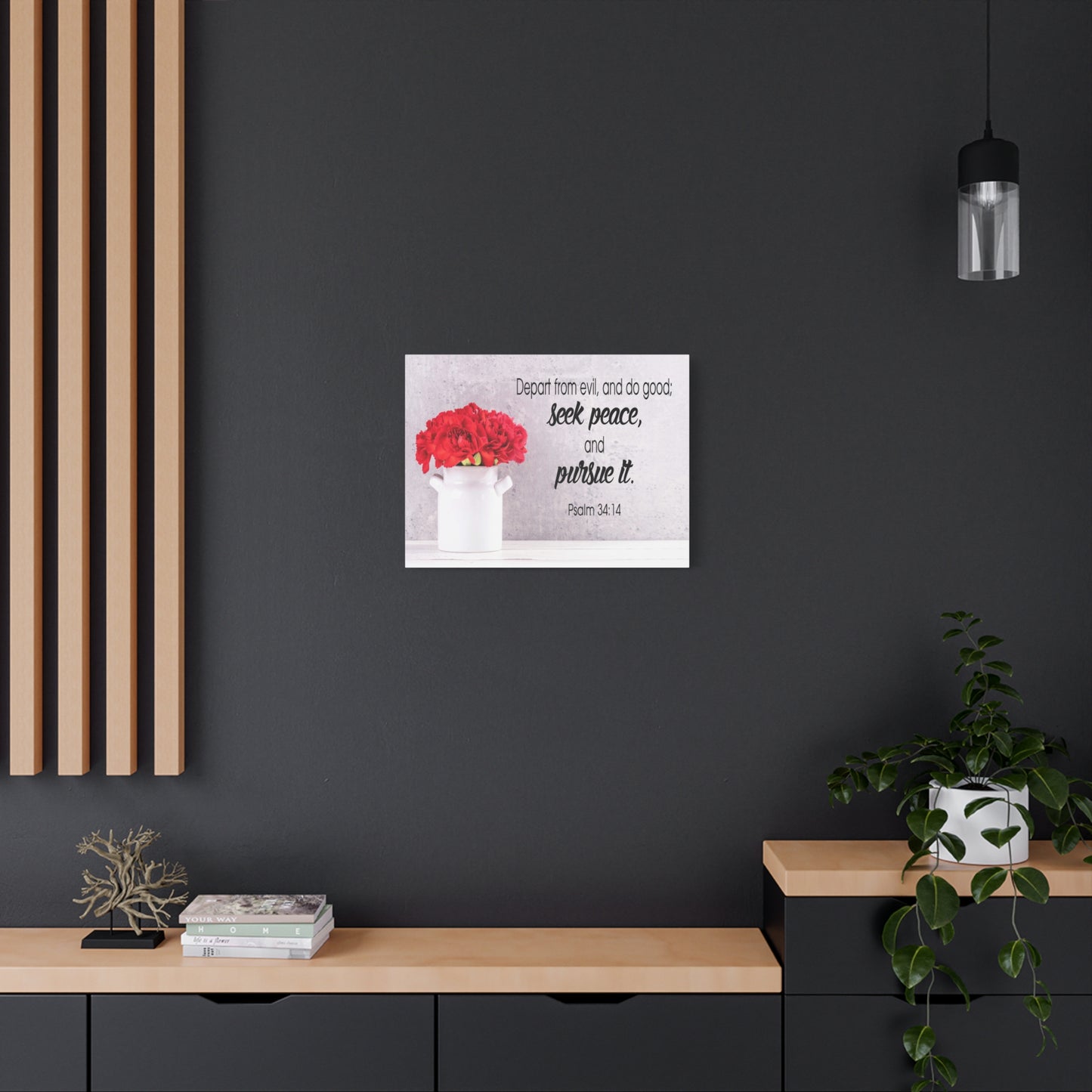 Scripture Canvas Seek Peace and Pursue It Psalm 34:14 Christian Wall Art Bible Verse Print Ready to Hang