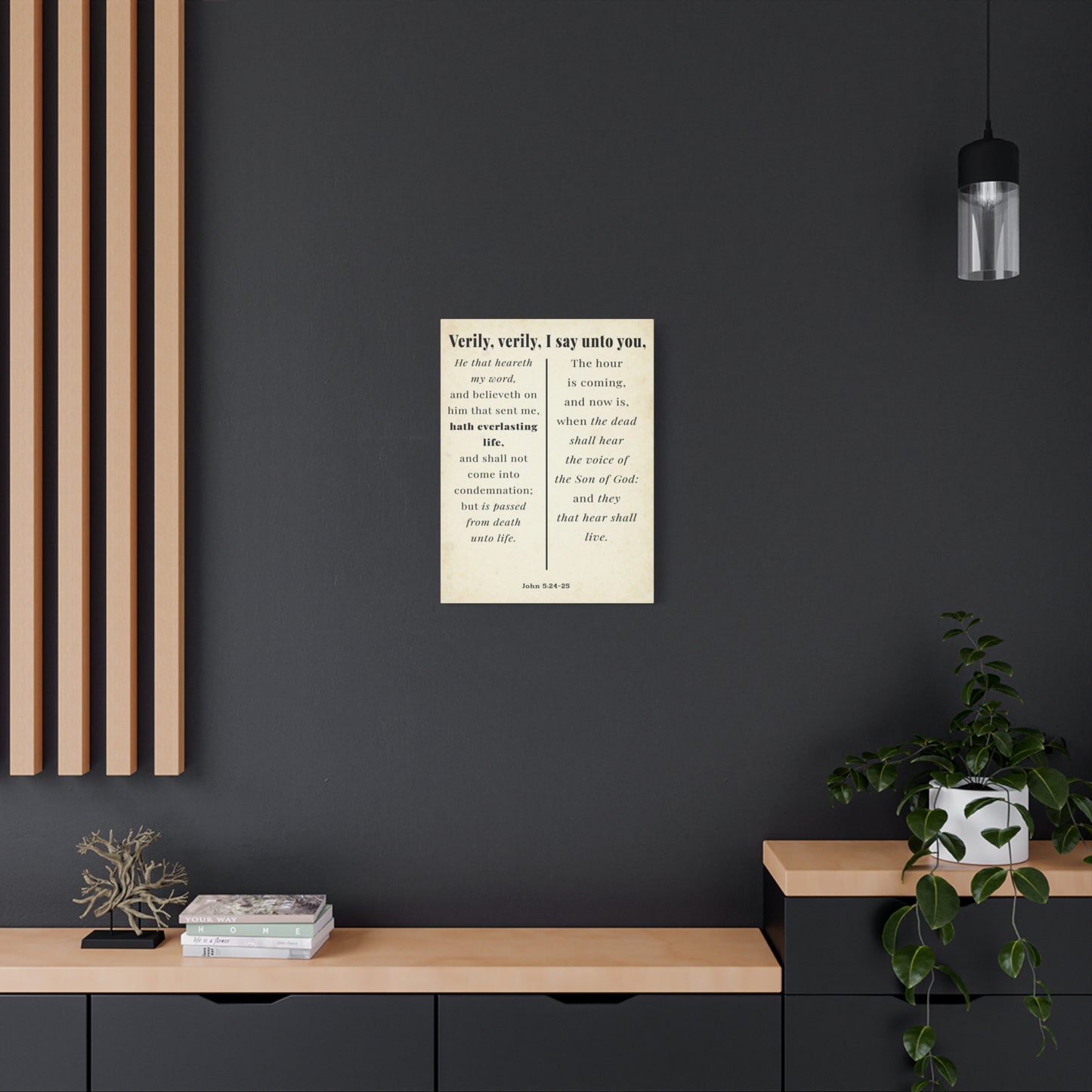 Scripture Walls John 5:24-25 Regeneration and Eternal Life Bible Verse Canvas Christian Wall Art Ready to Hang Unframed