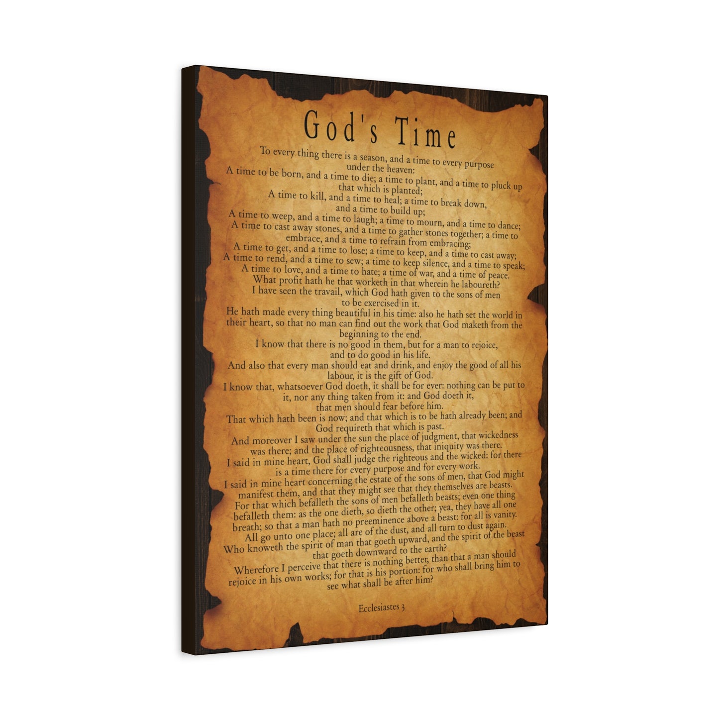 Scripture Wallsc God's Time Ecclesiastes 3 Gold Brown Bible Verse Canvas Christian Wall Art Ready to Hang