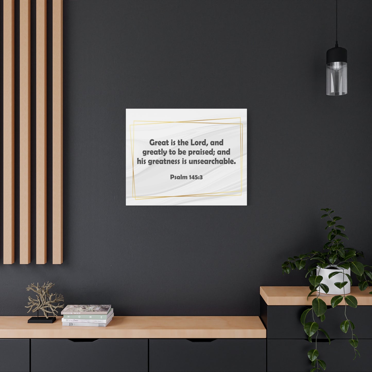 Bible Verse Canvas Great is the Lord Psalm 145:3 Christian Home Décor Wall Art Scripture Ready to Hang Faith Print