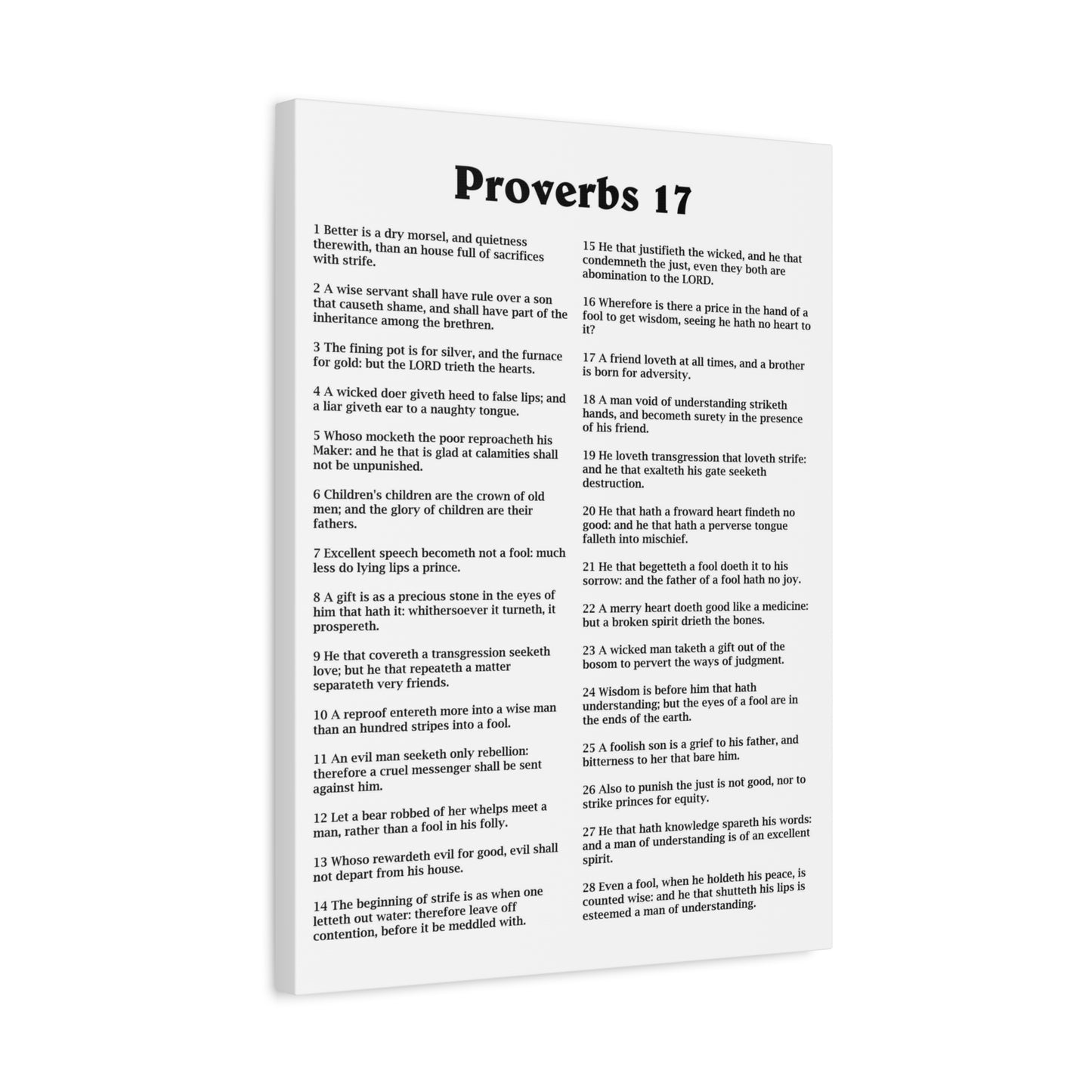 Scripture Walls Proverbs Chapter 17 White Bible Canvas Christian Wall Art Ready to Hang Unframed
