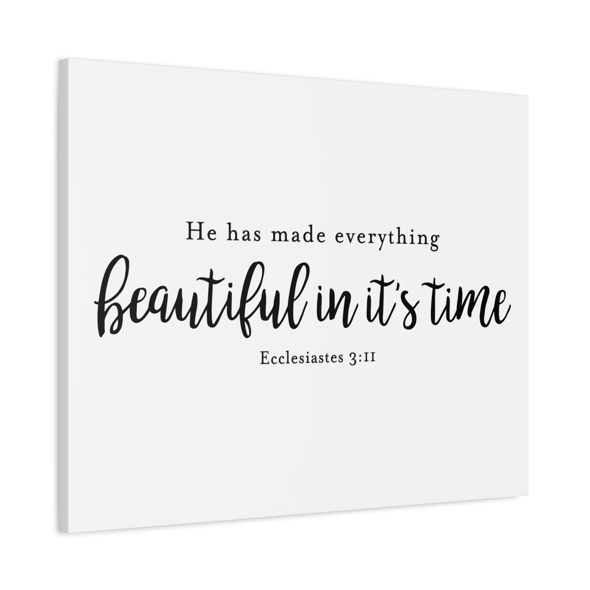 Scripture Canvas Beautiful In It's Time Ecclesiastes 3:11 Christian Wall Art Bible Verse Print Ready to Hang