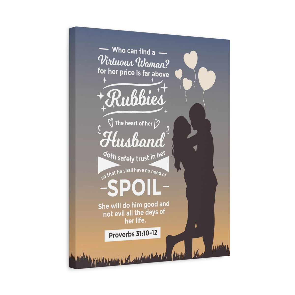 Scripture Canvas Rubbies Husband Proverbs 31:10-12 Christian Wall Art Bible Verse Print Ready to Hang