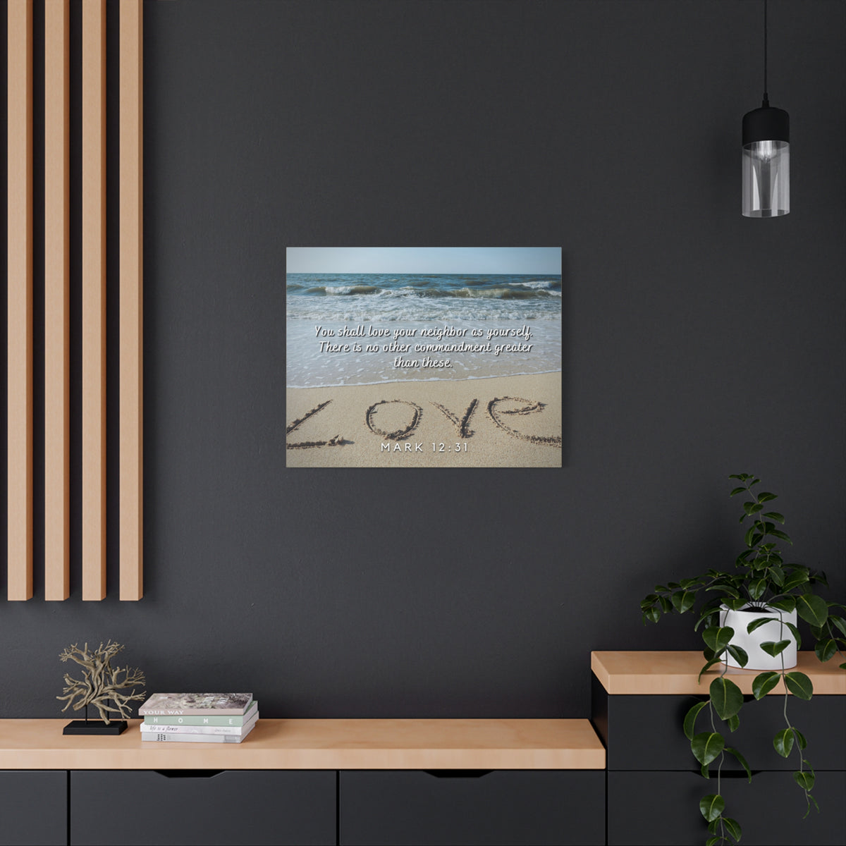 Scripture Canvas Love Your Neighbor Mark 12:31 Christian Wall Art Bible Verse Print Ready to Hang