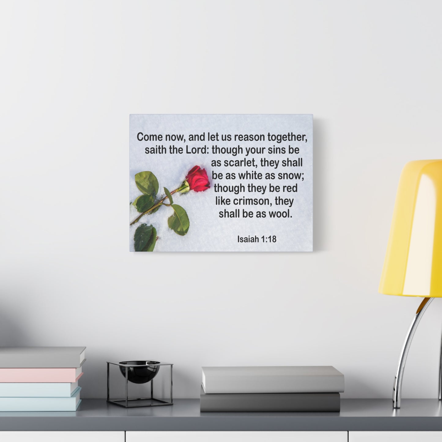 Bible Verse Canvas Come Now Isaiah 1:18 Christian Home Décor Wall Art Scripture Ready to Hang Faith Print