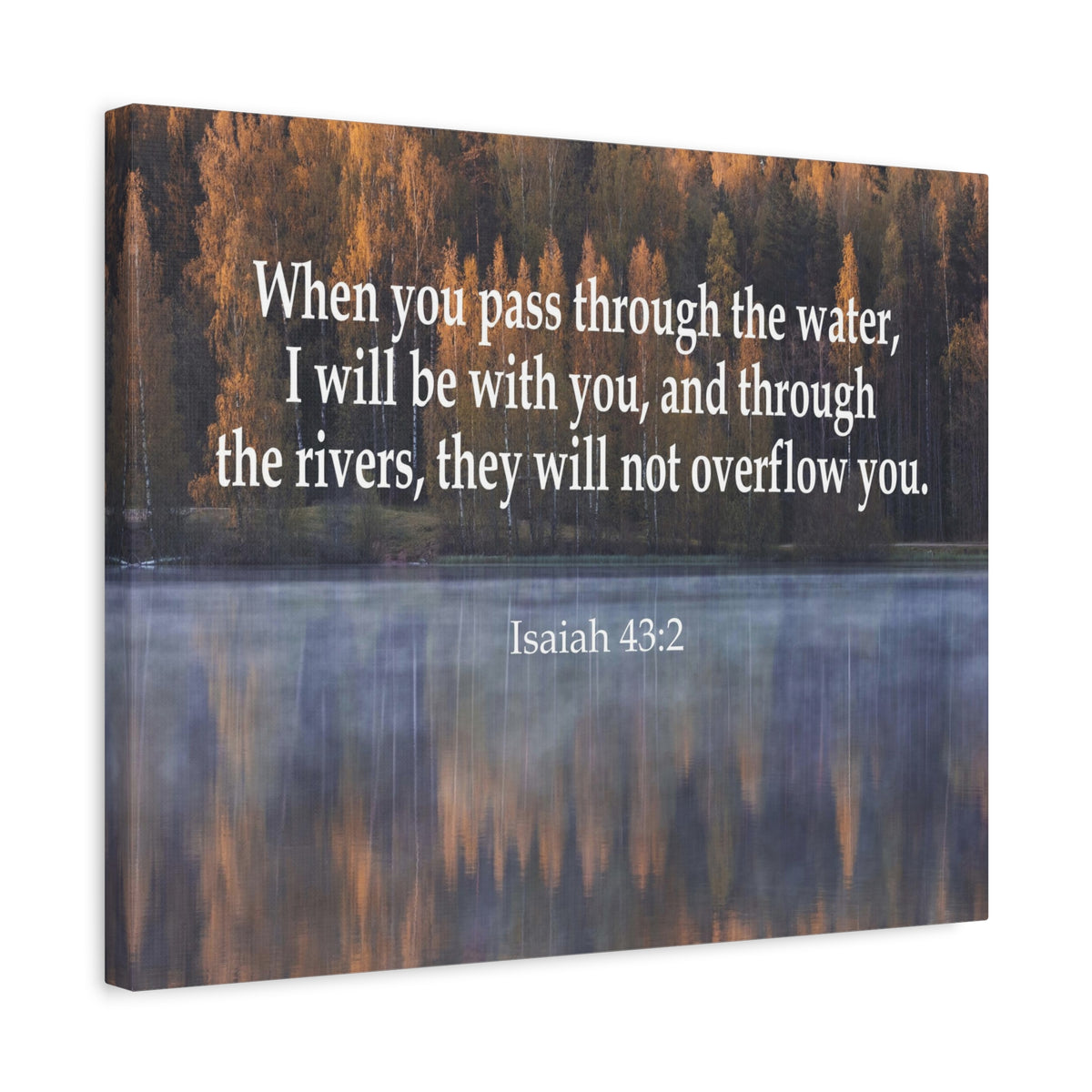 Scripture Canvas Pass Trough the Water Isaiah 43:2 Christian Wall Art Bible Verse Print Ready to Hang