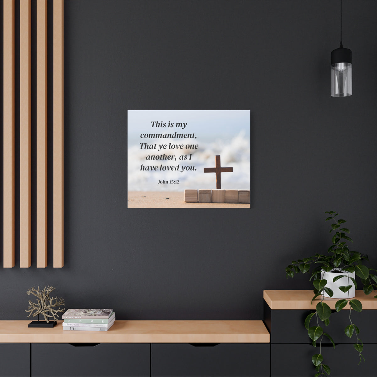 Scripture Canvas My Commandment John 15:12 Christian Wall Art Bible Verse Print Ready to Hang
