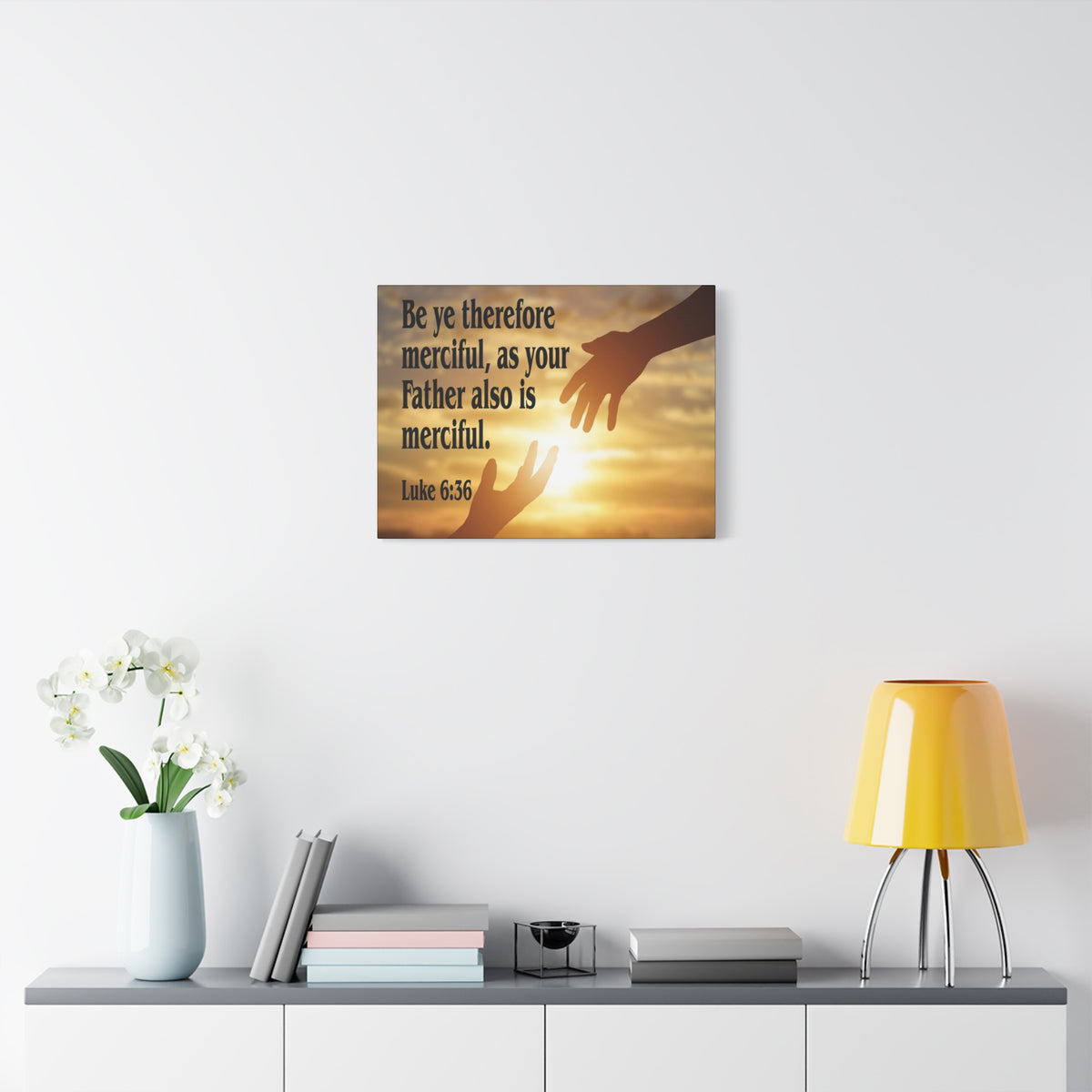 Scripture Canvas Merciful Father Luke 6:36 Christian Wall Art Bible Verse Print Ready to Hang