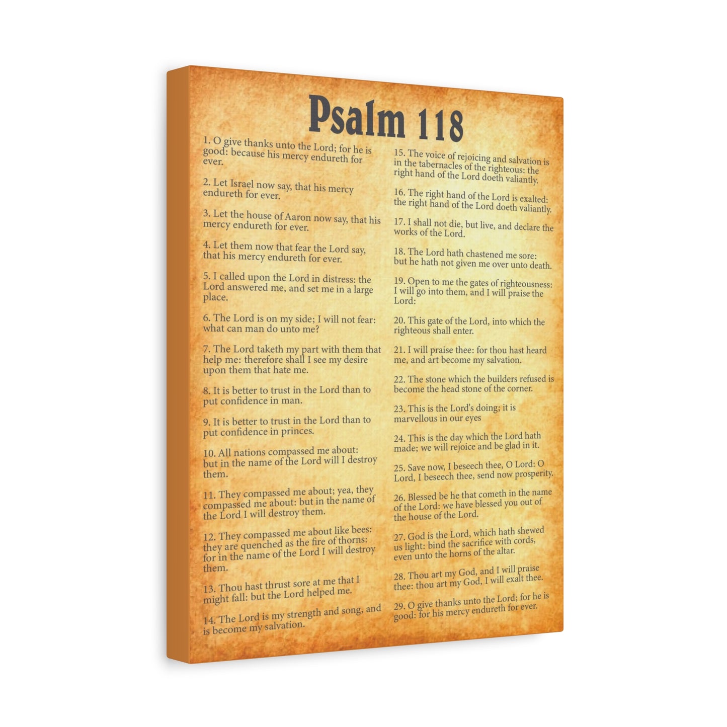 Scripture Walls Psalm 118 Gold Bible Chapter Canvas Christian Wall Art Ready to Hang