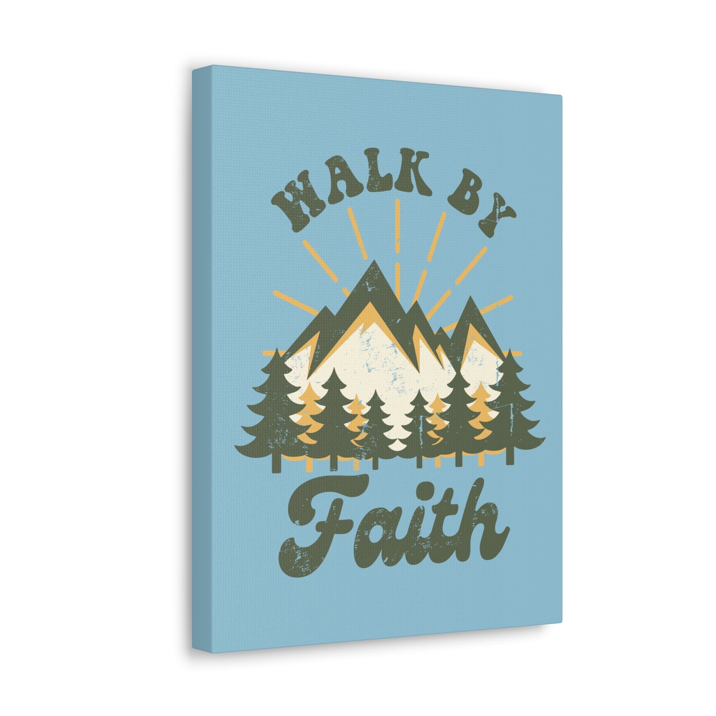 Walk By Faith 2 Corinthians 5:7 Mountain Rays Christian Wall Art Bible Verse Print Ready to Hang