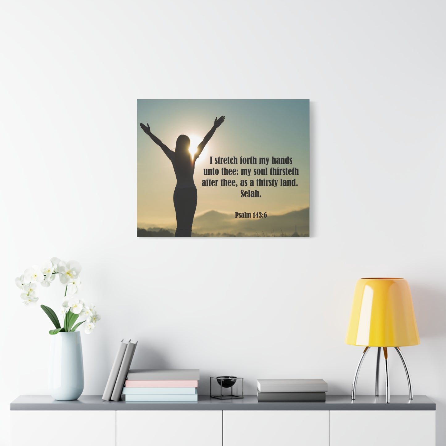 Scripture Canvas Thirsty Land Psalm 143:6 Christian Wall Art Bible Verse Print Ready to Hang