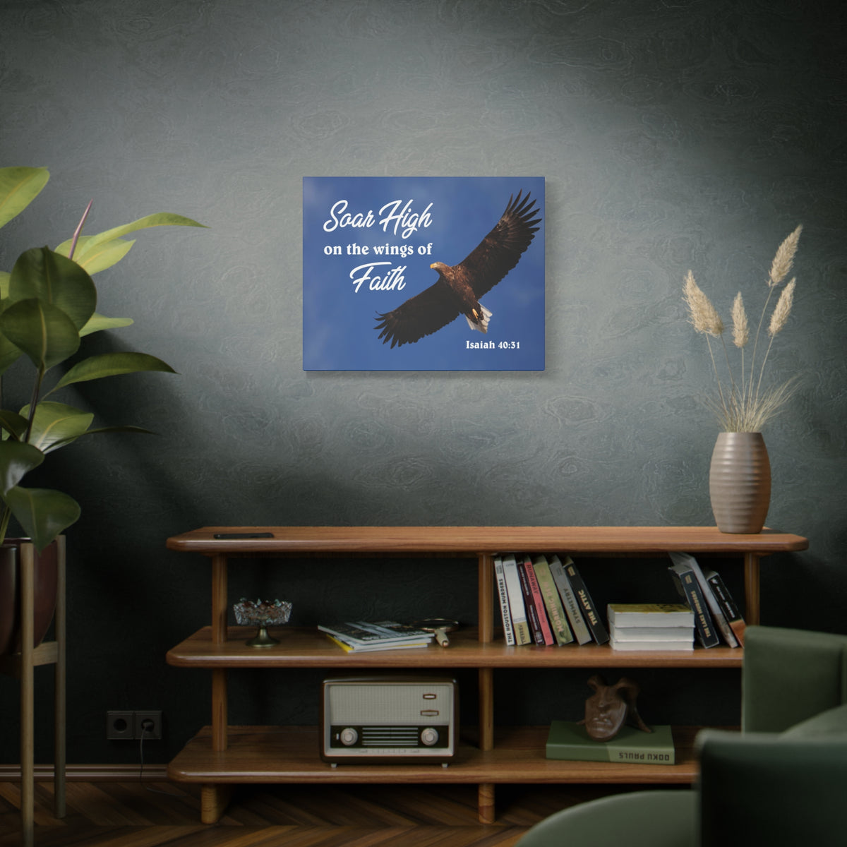 Scripture Canvas Soar High Isaiah 40:31 Christian Wall Art Bible Verse Print Ready to Hang