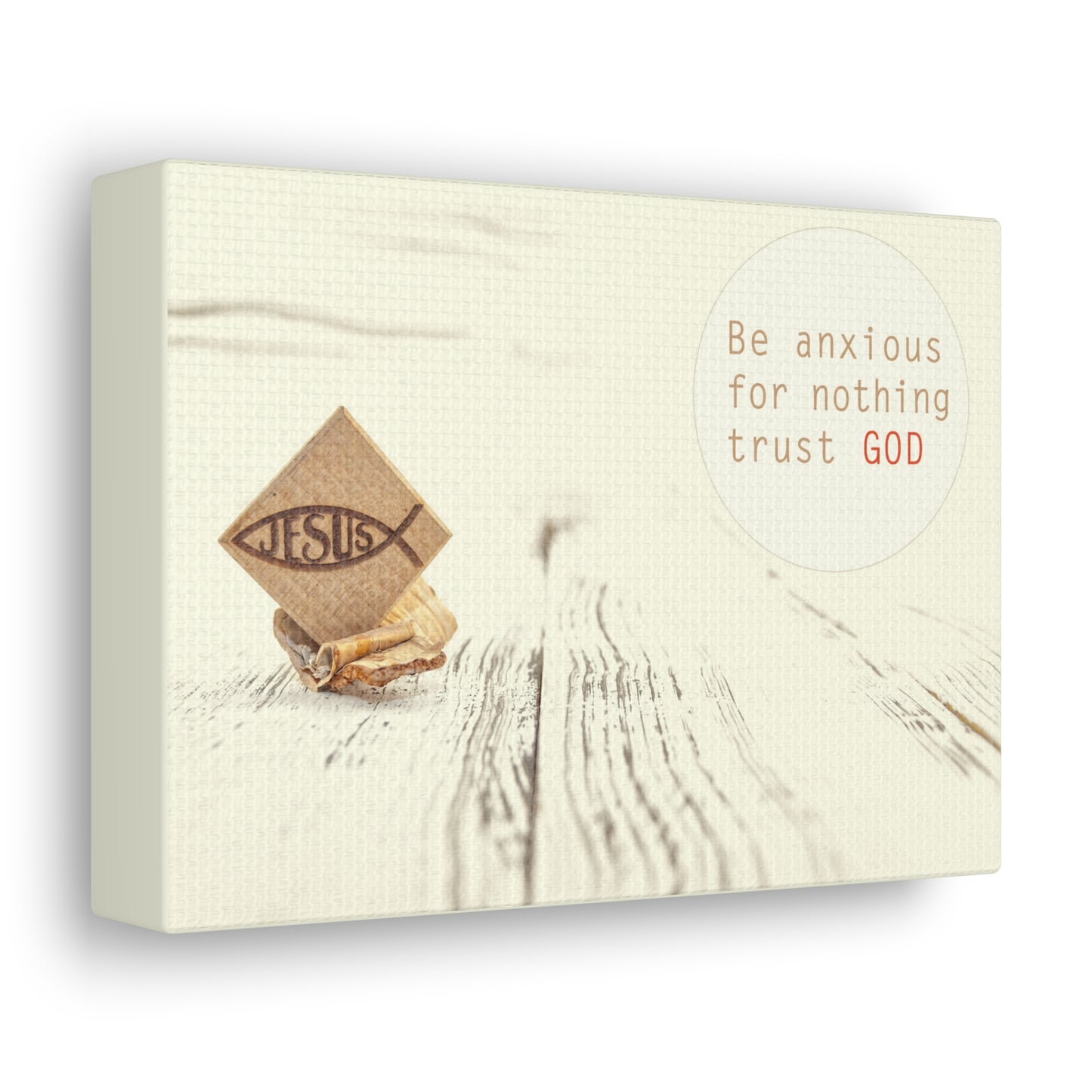 Trust God, Philippians 4:6 Jesus Fish Christian Wall Art Bible Verse Print Ready to Hang