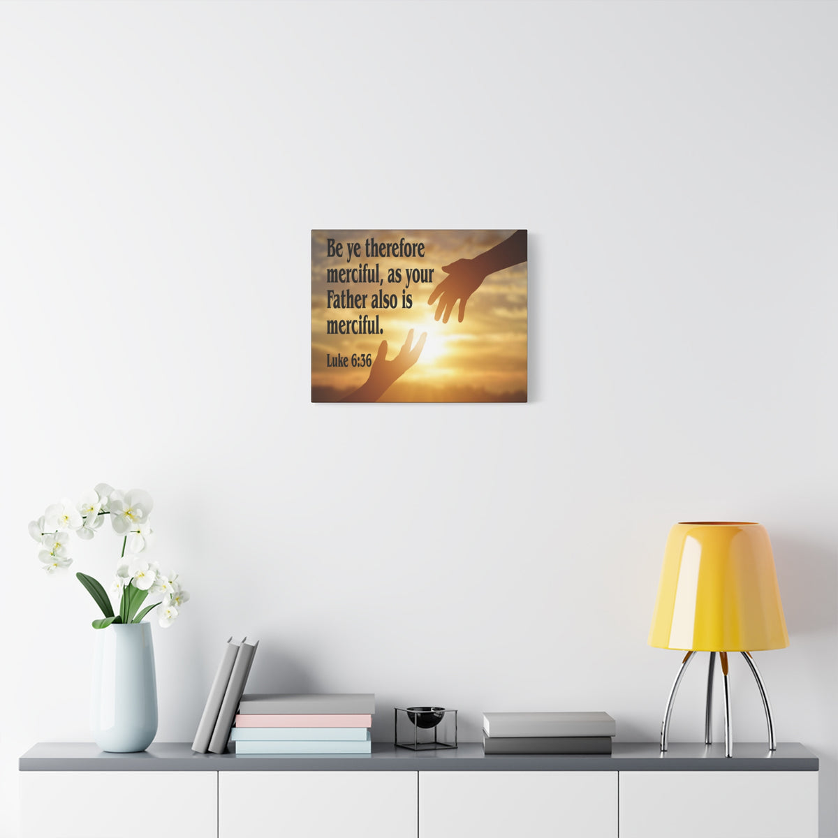 Scripture Canvas Merciful Father Luke 6:36 Christian Wall Art Bible Verse Print Ready to Hang