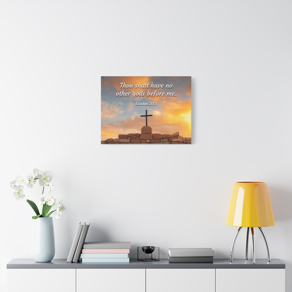 Scripture Canvas No Other Gods Exodus 20:3 Christian Wall Art Bible Verse Print Ready to Hang