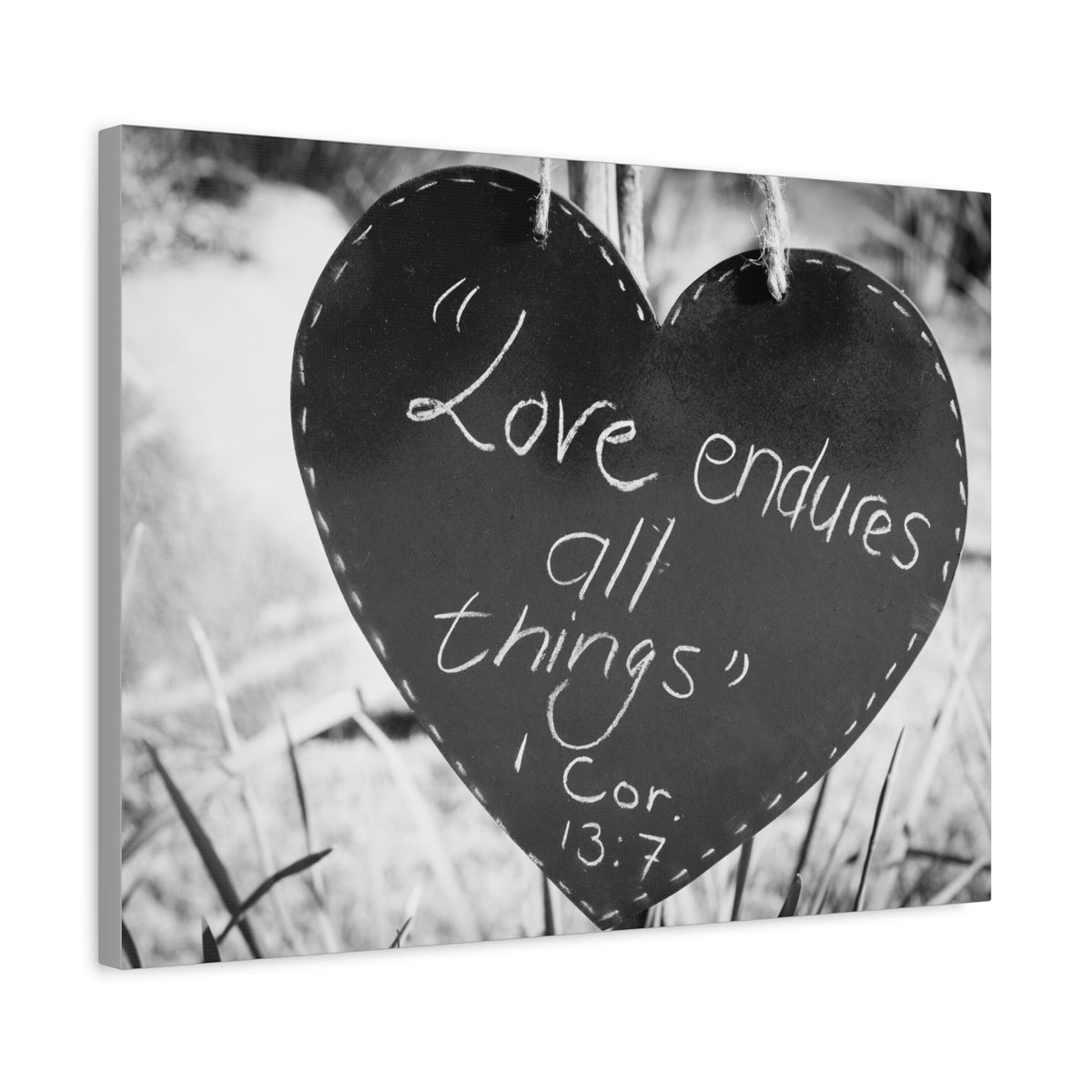 Scripture Canvas Love Endures 1 Cor 13:7 Christian Wall Art Bible Verse Print Ready to Hang
