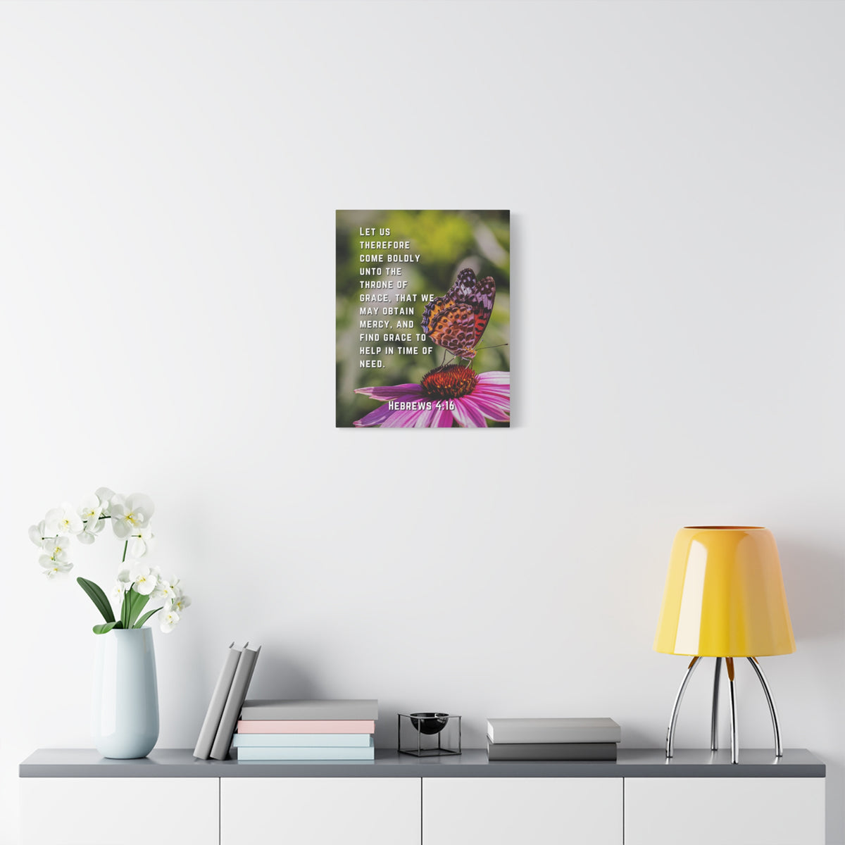 Scripture Canvas Throne Of Grace Hebrews 4:16 Christian Wall Art Bible Verse Print Ready to Hang