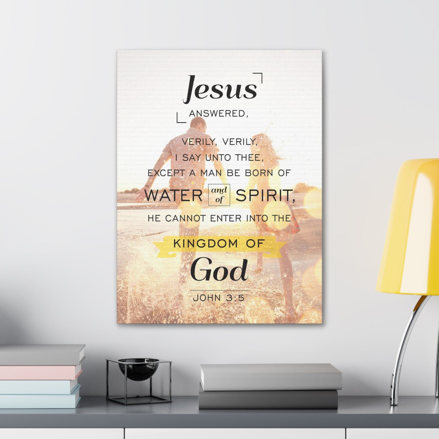 Water and of Spirit John 3:5 Christian Wall Art Bible Verse Print Ready to Hang