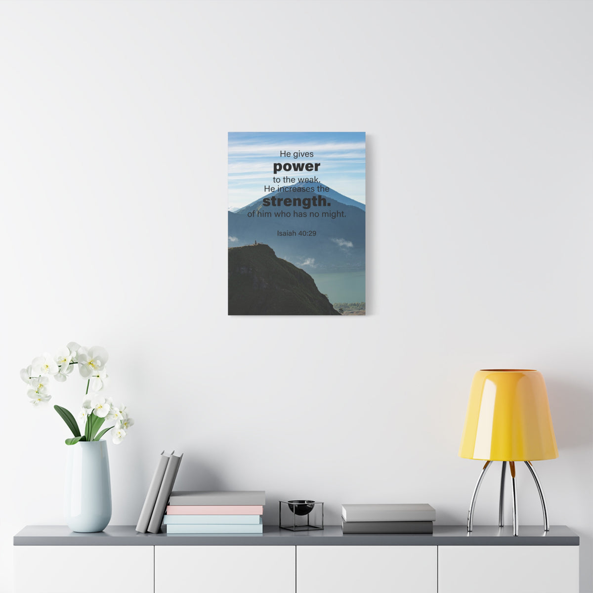 Scripture Canvas Power to the Weak Isaiah 40:29 Christian Wall Art Bible Verse Print Ready to Hang