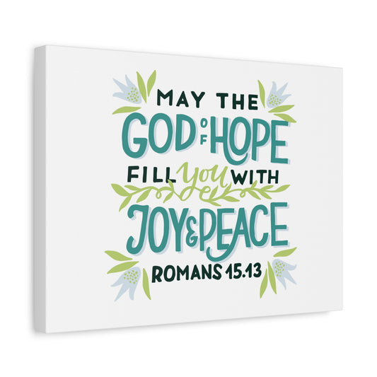 Scripture Canvas God Of Hope Romans 45:43 Christian Wall Art Bible Verse Print Ready to Hang