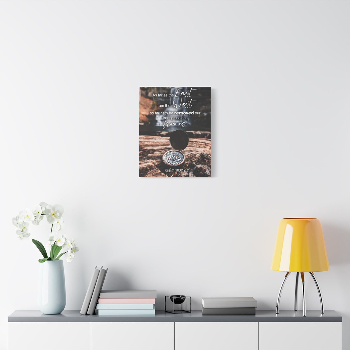 Scripture Canvas From Us Psalm 103:12 Christian Wall Art Bible Verse Print Ready to Hang