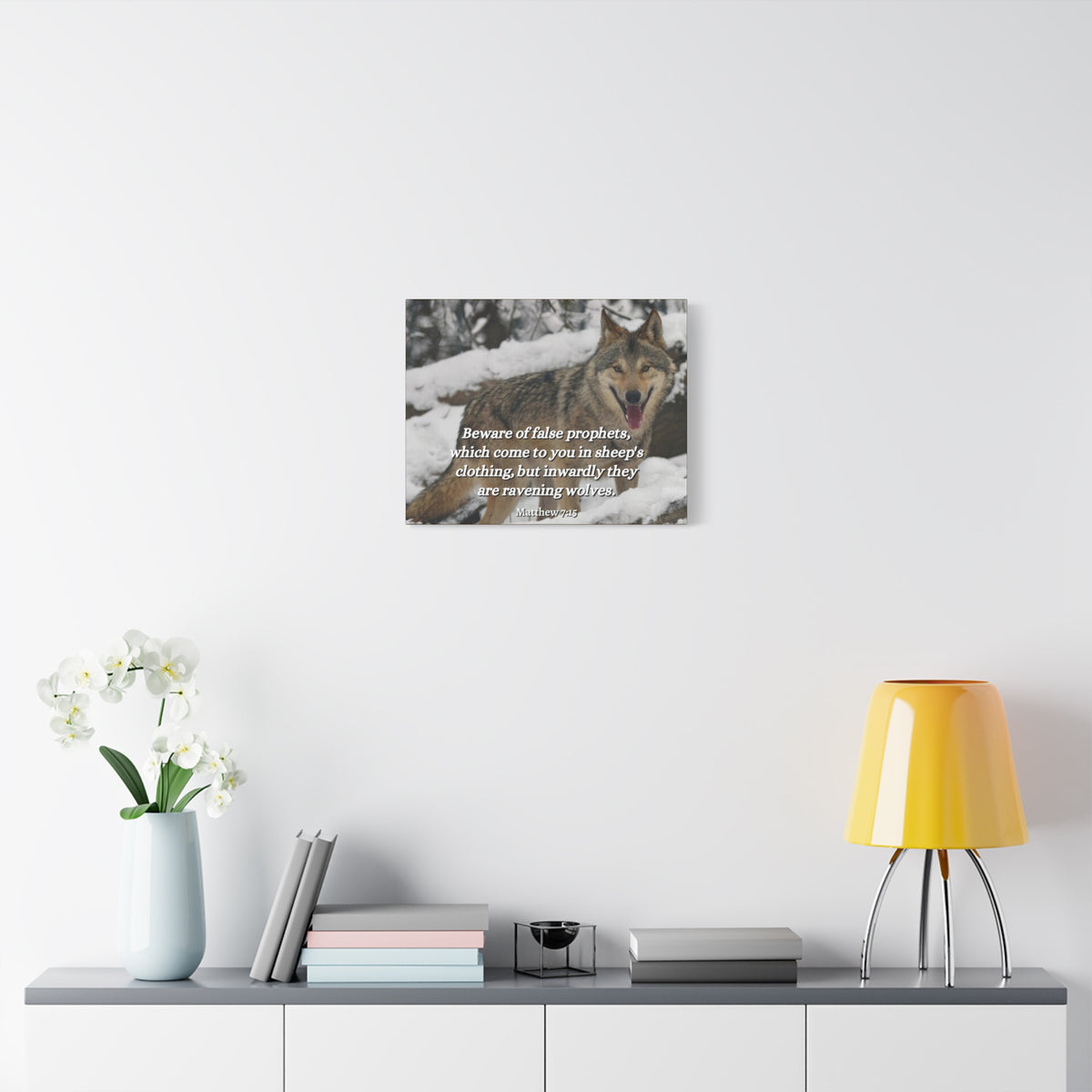 Scripture Canvas False Prophets Matthew 7:15 Christian Wall Art Bible Verse Print Ready to Hang