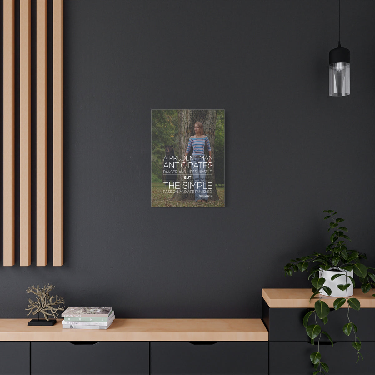 Scripture Canvas A Prudent Man Bear Proverbs 27:12 Christian Wall Art Bible Verse Print Ready to Hang