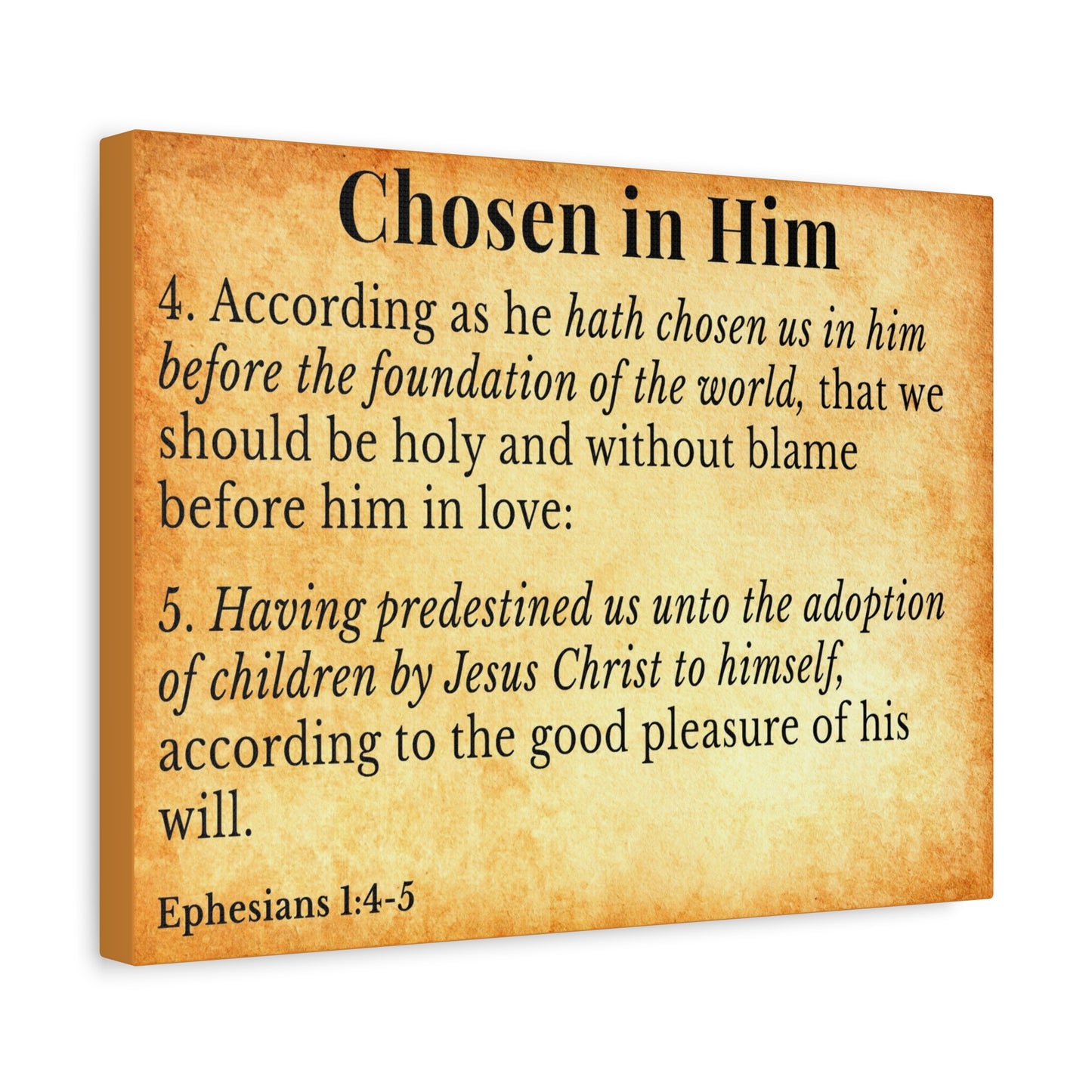 Scripture Walls Ephesians 1:4-5 Chosen in Christ Gold Bible Verse Canvas Christian Wall Art Ready to Hang Unframed
