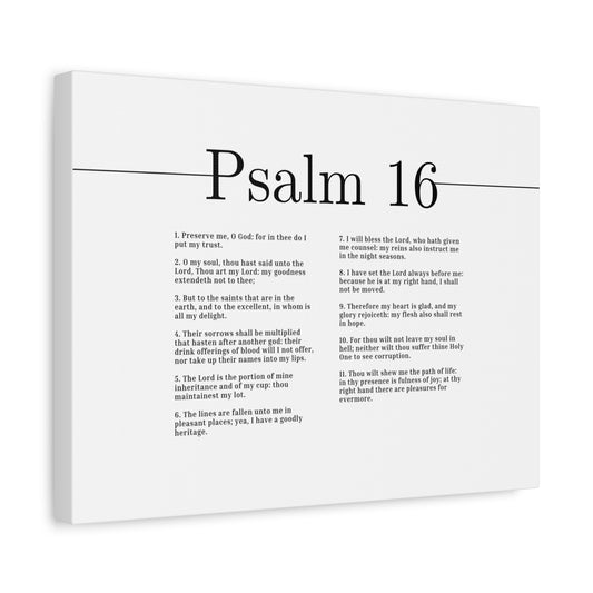 Scripture Canvas Therefore My Heart Is Glad Psalm 16 Christian Wall Art Bible Verse Print Ready to Hang