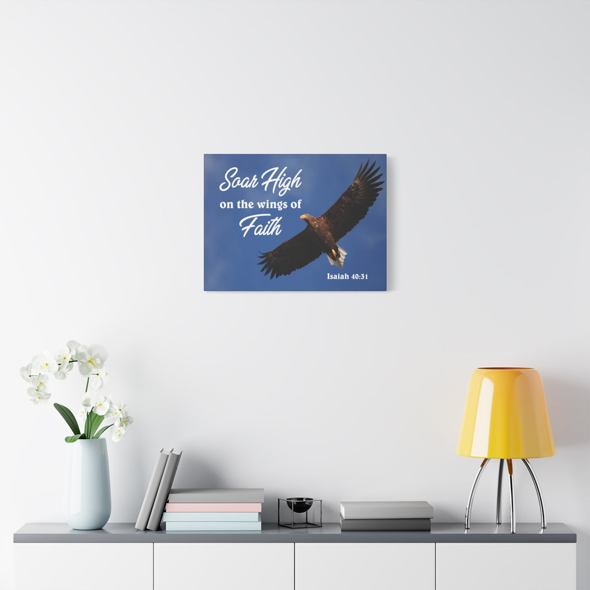 Scripture Canvas Soar High Isaiah 40:31 Christian Wall Art Bible Verse Print Ready to Hang