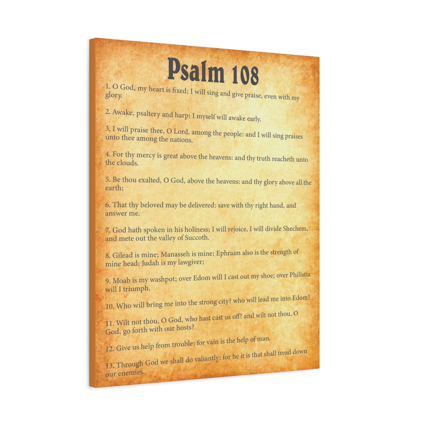 Scripture Walls Psalm 108 Gold Bible Chapter Canvas Christian Wall Art Ready to Hang